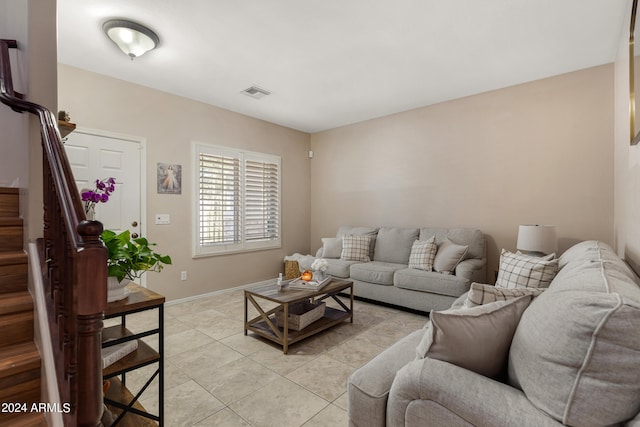 view of tiled living room