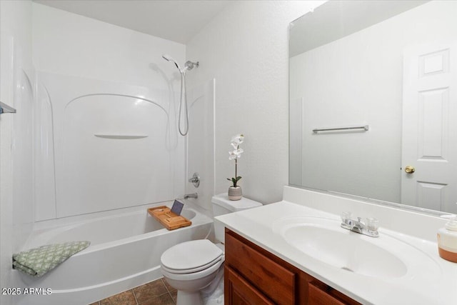 180 S 18th St, Coolidge, AZ 85128 - bathroom featuring vanity, shower / bathtub combination, toilet, and tile patterned flooring