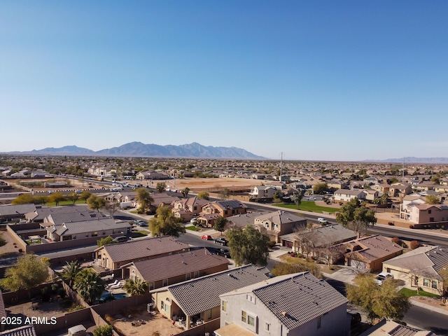 birds eye view of property featuring a residential view and a mountain view