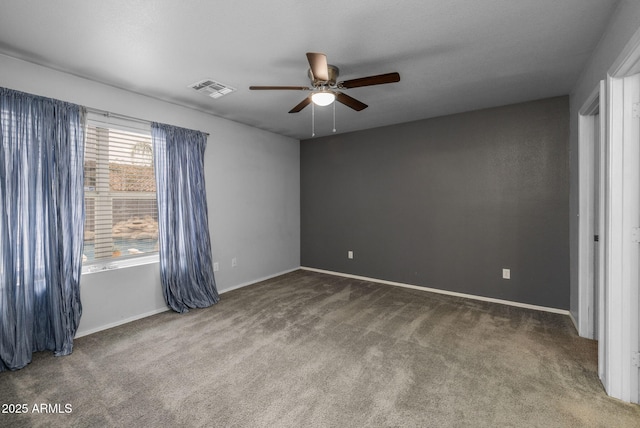 unfurnished bedroom with carpet floors and ceiling fan