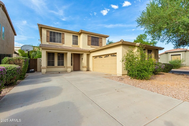 view of front of property with a garage