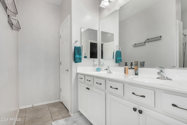 bathroom with vanity and tile patterned floors