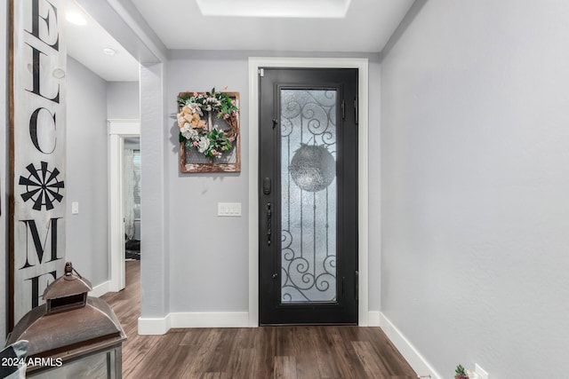 foyer entrance featuring dark hardwood / wood-style flooring