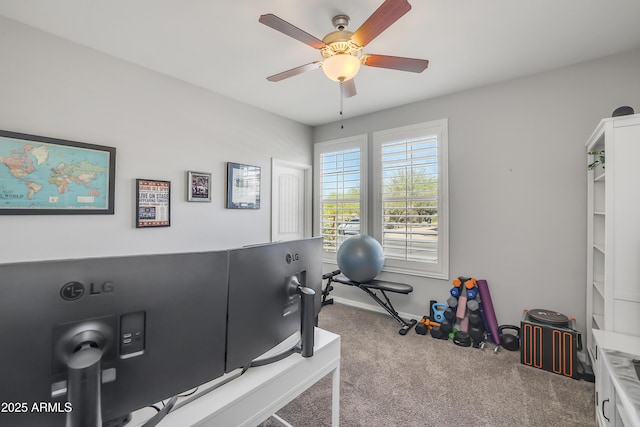 4229 W Magdalena Ln, Laveen, AZ 85339 - exercise room featuring ceiling fan and carpet flooring