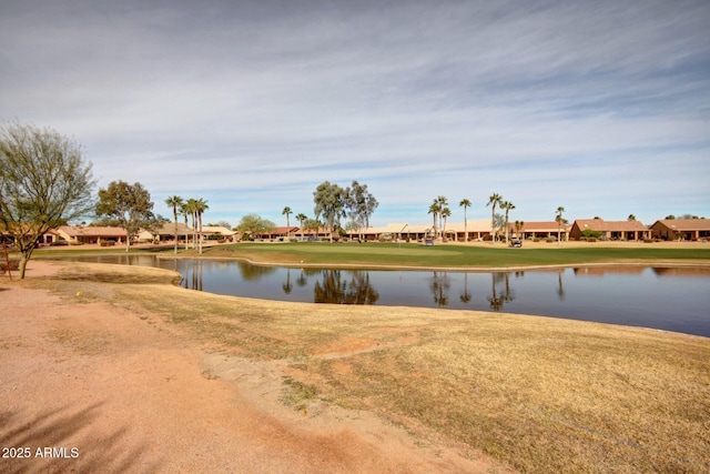 view of water feature with a residential view