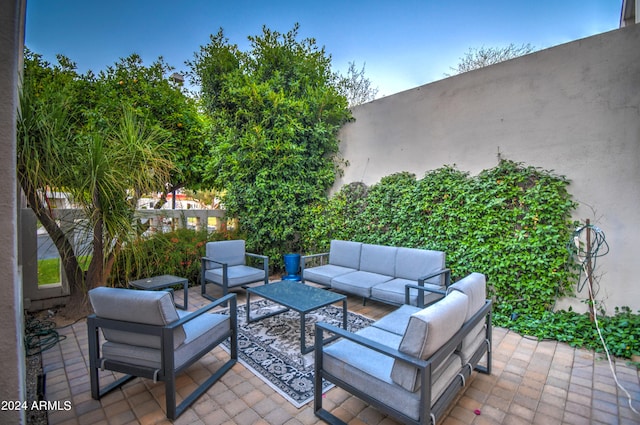 view of patio featuring an outdoor living space