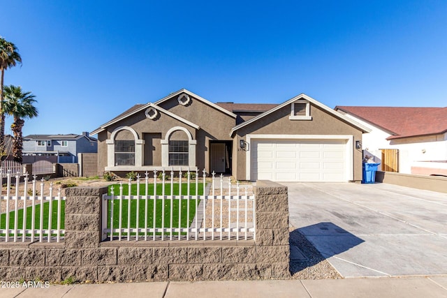 view of front of house with a front lawn and a garage