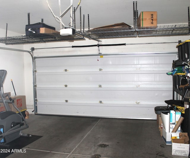 garage with a garage door opener