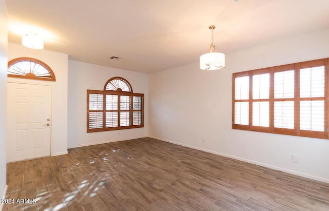 foyer entrance with hardwood / wood-style floors