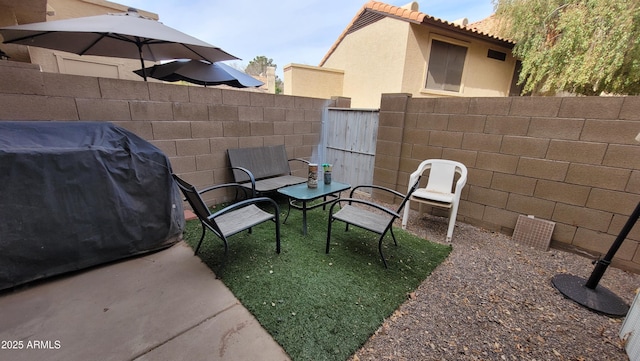 view of patio with area for grilling