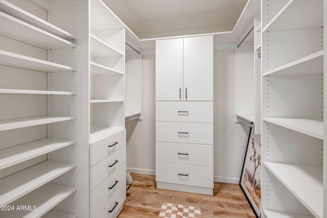 walk in closet featuring light wood finished floors