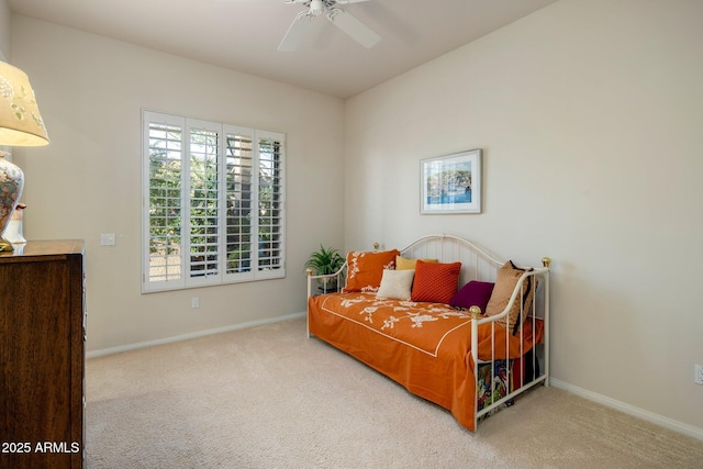 bedroom with carpet flooring and ceiling fan