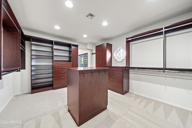 spacious closet with light carpet