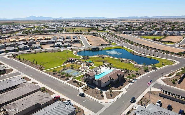 19195 N Los Gabrieles Way, Maricopa, AZ 85138 - aerial perspective of suburban area with a water and mountain view