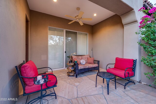 view of patio with ceiling fan