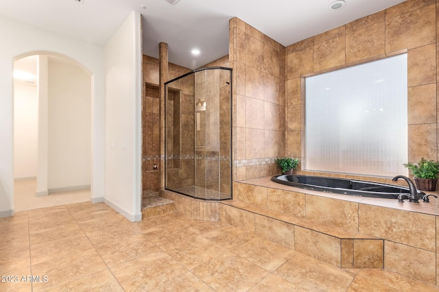 bathroom with plus walk in shower