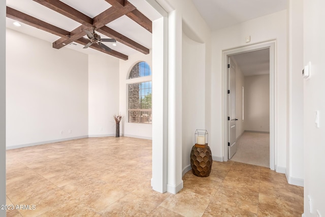 corridor with beam ceiling and coffered ceiling