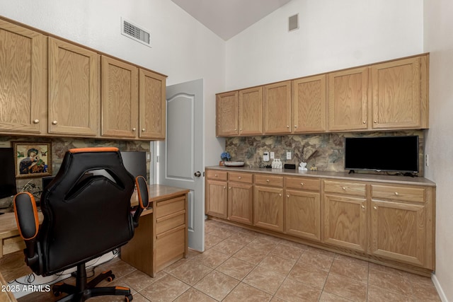 20424 N 96th Ln, Peoria, AZ 85382 - office area with high vaulted ceiling and light tile patterned flooring