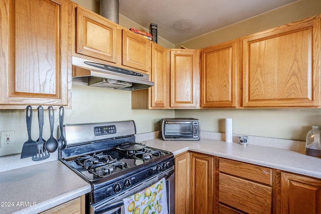 kitchen with black gas stove