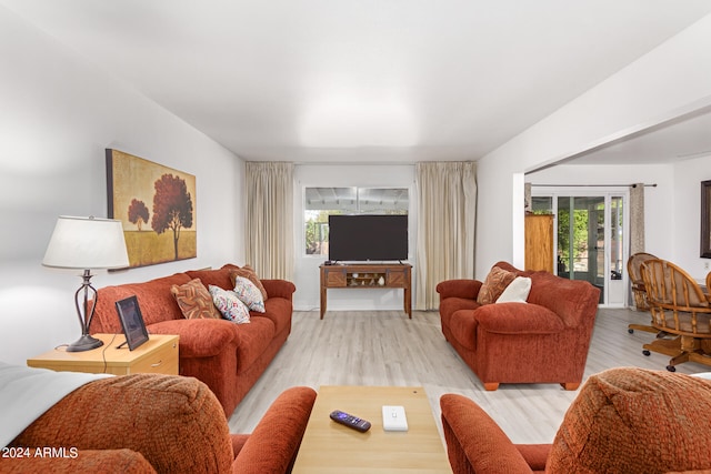 living room with light wood-type flooring