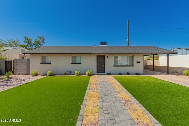 915 E Commonwealth Pl, Chandler, AZ 85225 - single story home with stucco siding, a carport, roof with shingles, and concrete driveway