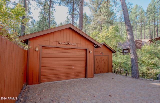 garage with wooden walls