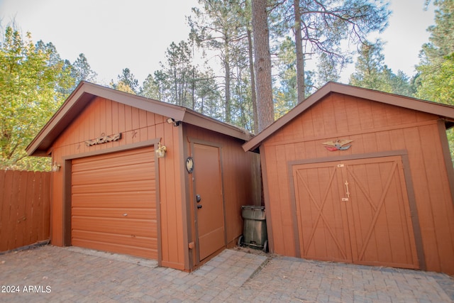 garage with wooden walls