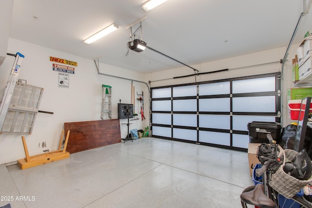 garage with a garage door opener