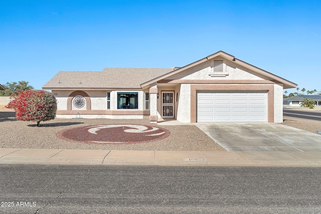 single story home with a garage