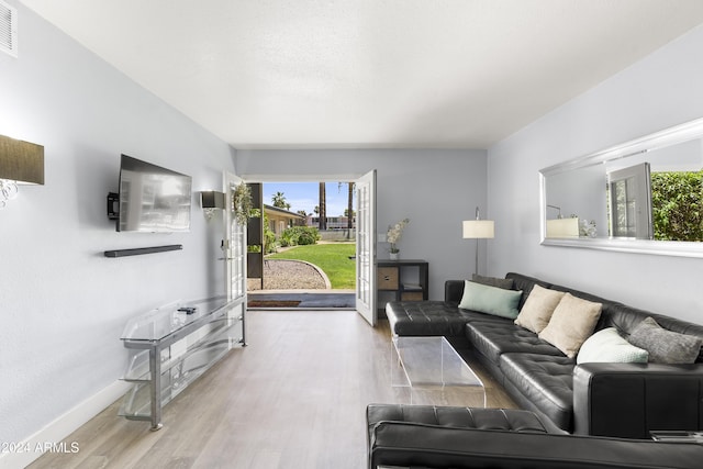 living room with hardwood / wood-style flooring