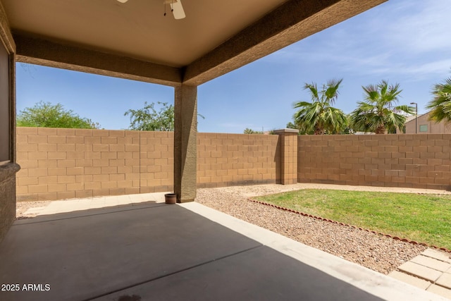 871 E Melanie St, San Tan Valley, AZ 85140 - view of patio with fence and a ceiling fan