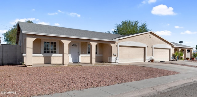 single story home with a garage