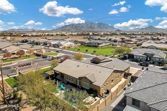 drone / aerial view with a mountain view