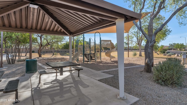 view of patio / terrace featuring a playground