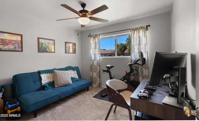 7543 E Portland St, Scottsdale, AZ 85257 - office area with ceiling fan and carpet flooring
