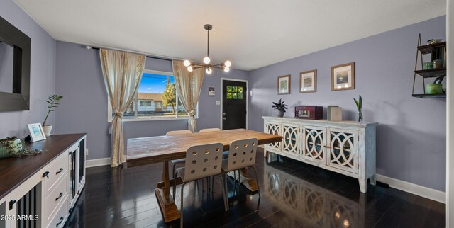 7543 E Portland St, Scottsdale, AZ 85257 - dining room with a chandelier and dark wood-style flooring