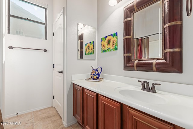 bathroom with vanity and tile patterned floors