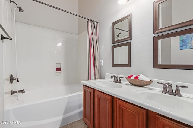 bathroom featuring vanity and shower / tub combo