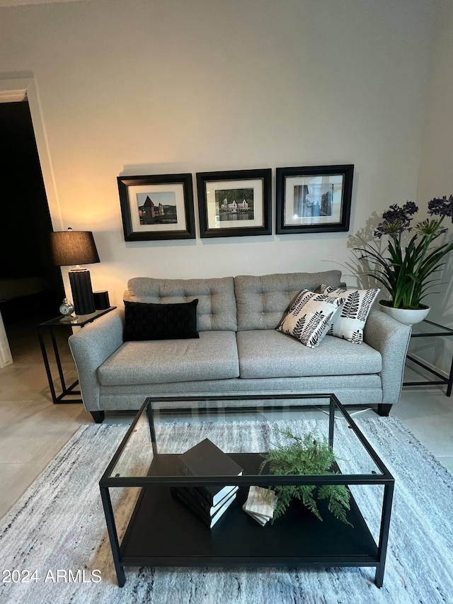 living room featuring concrete floors