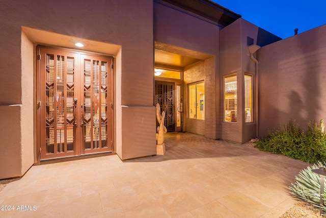 exterior space featuring french doors