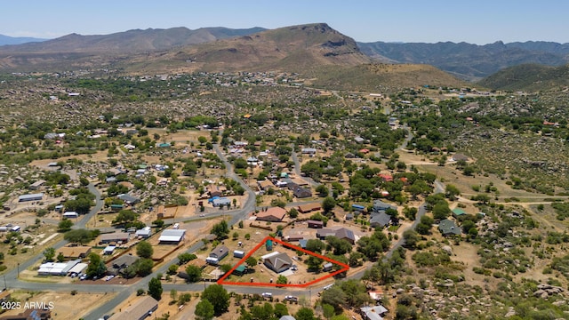 17696 W Foothill Rd, Yarnell, AZ 85362 - aerial overview of property's location featuring property boundaries highlighted and a mountainous background