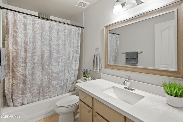21335 N 64th Ave, Glendale, AZ 85308 - bathroom featuring shower / bath combo, vanity, visible vents, and toilet