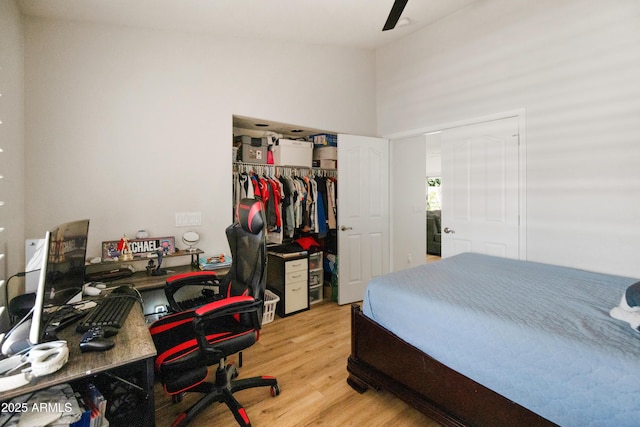 21335 N 64th Ave, Glendale, AZ 85308 - bedroom featuring a closet, a ceiling fan, and light wood-style floors