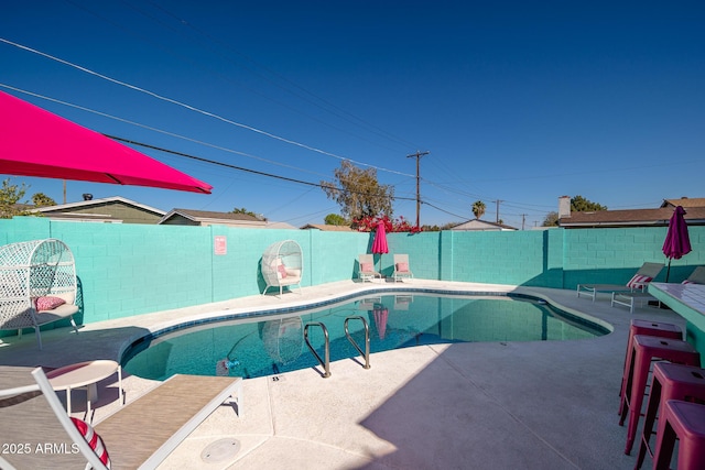 view of swimming pool with a patio