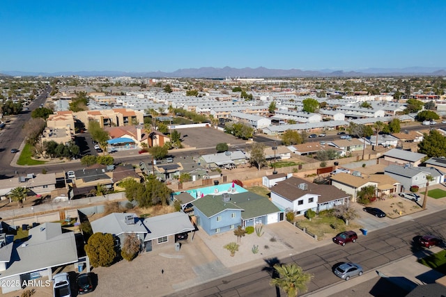 bird's eye view with a mountain view