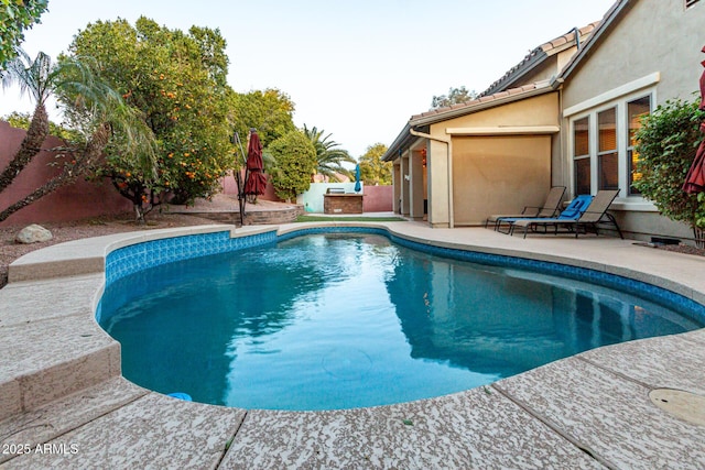 view of swimming pool featuring a patio