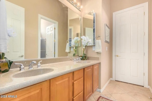 bathroom featuring vanity and tile patterned floors