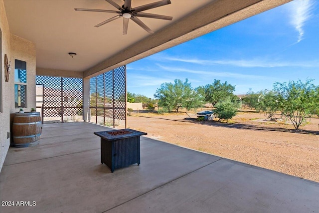 view of patio / terrace featuring ceiling fan