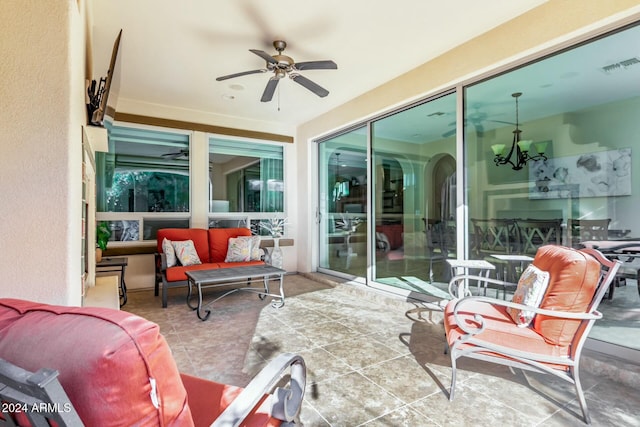 view of patio / terrace featuring ceiling fan