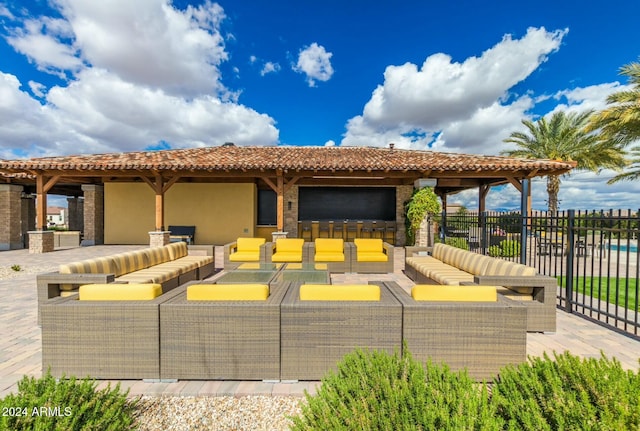 exterior space with an outdoor hangout area